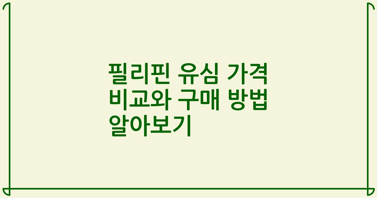필리핀 유심 가격 비교와 구매 방법 알아보기